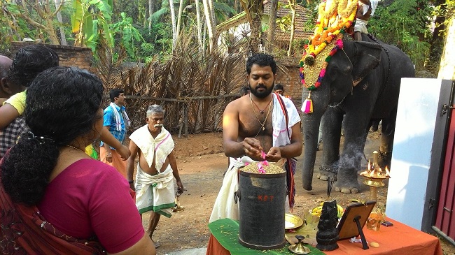 Pooja next to my house gates in South India